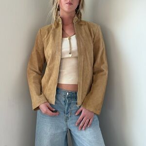 Vintage 2000s tan leather jacket